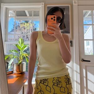 Uniqlo Light Yellow Ribbed Tank Top